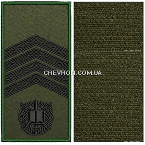 Погон НГУ курсант-cтарший сержант (чорна нитка, кант зелений, на липучці)