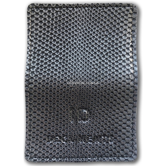 Обложка для паспорта ID-карта (Змійка дрібна, чорно-сіра) (Екошкіра)