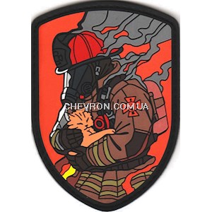 Патч гумовий "Рятувальник ДСНС з котиком" (на липучці)