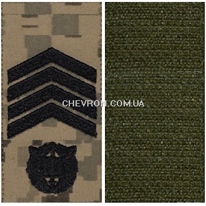 Погон курсантськbq Курсант-cтарший сержант (чорна нитка, на липучці)
